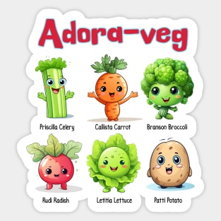 Adora-Veg Cute Veggies with Names Sticker